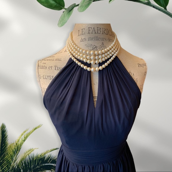 #LEVKOFF Navy Blue Bridesmaid/Prom Gown NWT - S - Picture 3 of 11